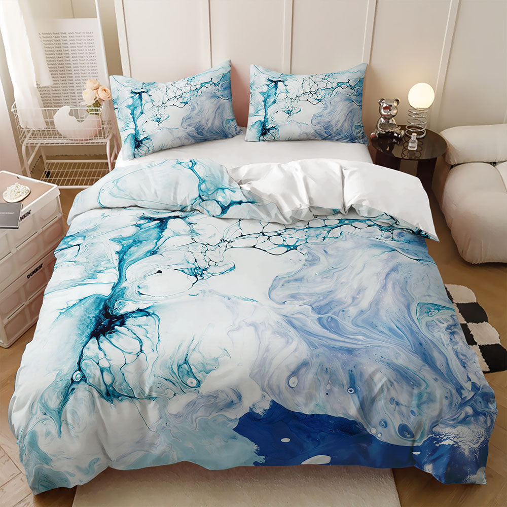 Abstract watercolor marble fluid marble bedding set design