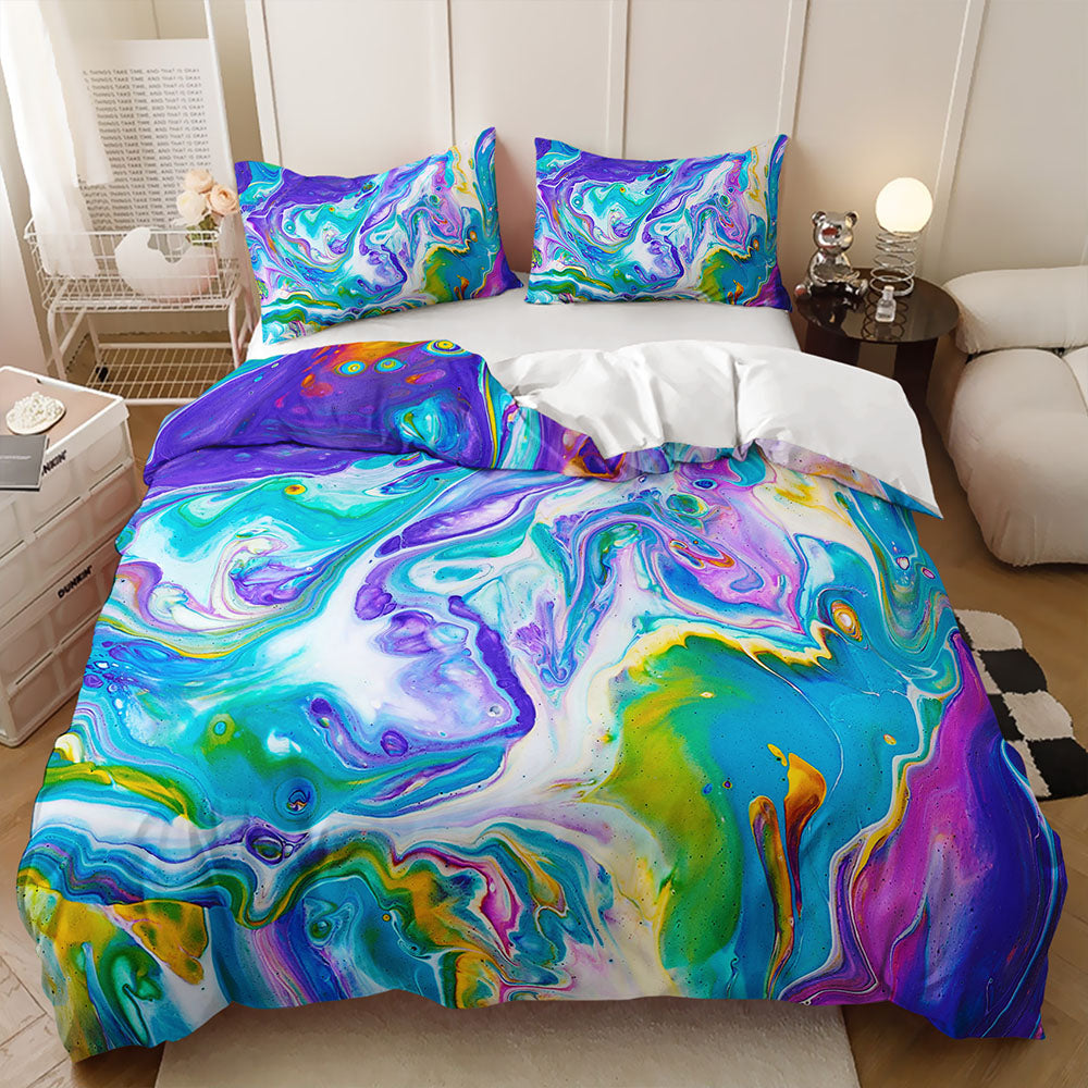 Abstract swirl duvet cover with artistic marble patterns