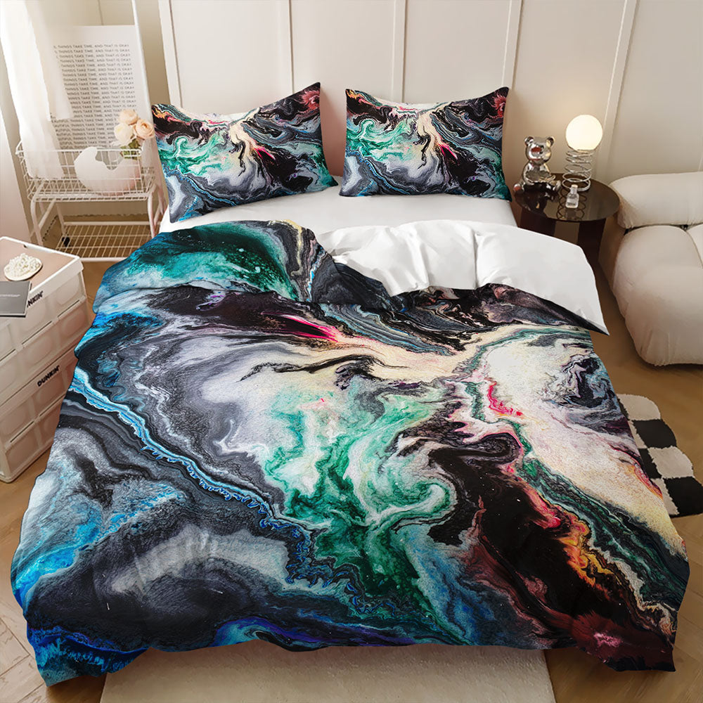 Abstract marble quilt cover for contemporary home decor