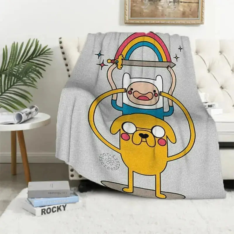 Adventure Time Finn & Jake Cartoon Kids Throw Blanket Zirconic