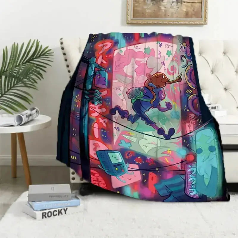 Adventure Time Finn & Jake Cartoon Kids Throw Blanket Zirconic