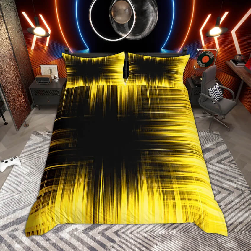 Artistic neon bedding set for teens and young adults