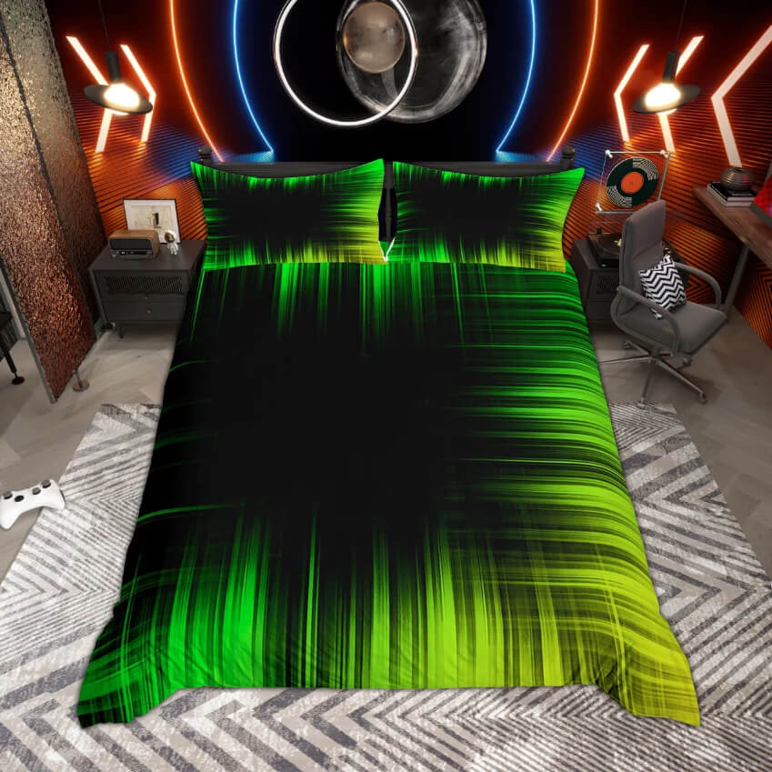 Reversible abstract neon duvet cover for home decor