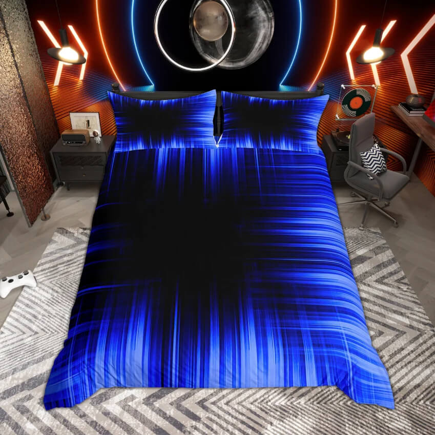 Abstract quilt cover with vibrant neon pattern