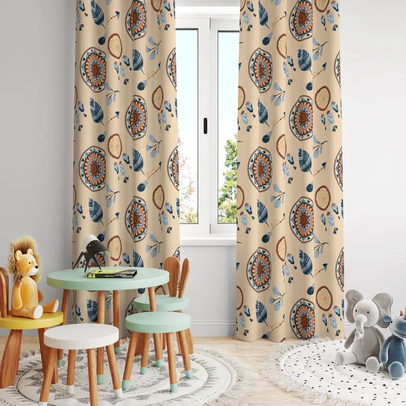 African Dreamcatcher Panel Curtains: Boho Ethnic Design