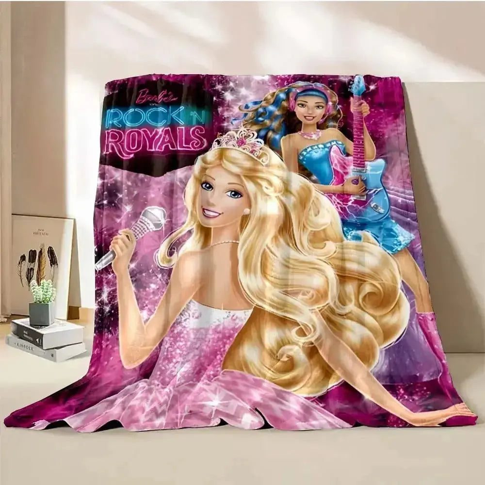 Soft American Barbie pink blanket folded neatly on white bedding