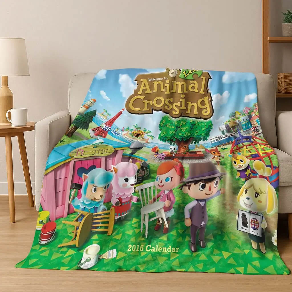 Warm soft Animal Crossing throw blanket