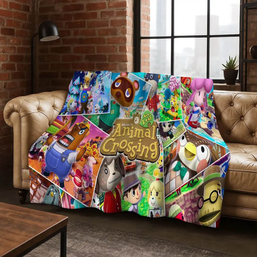 Animal Crossing cartoon blanket cozy fabric