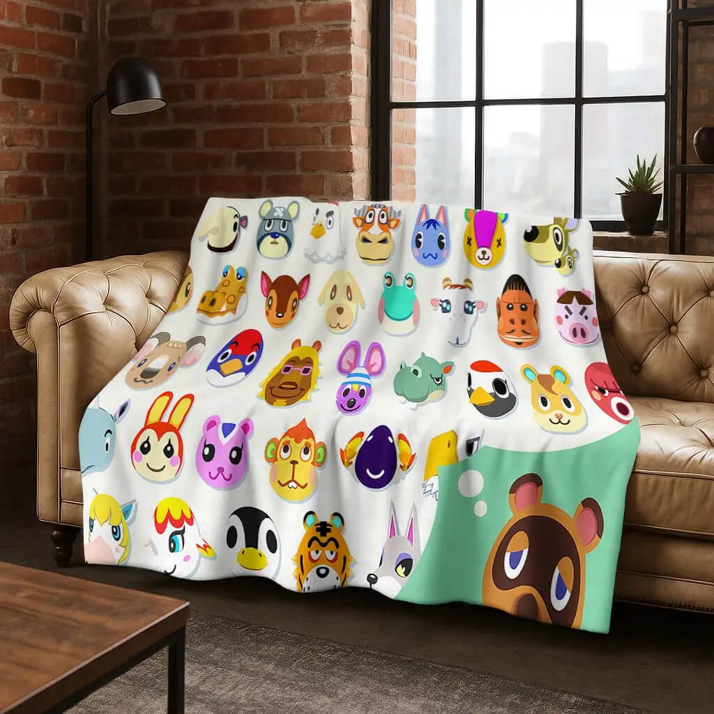 Animal Crossing themed kids gift blanket