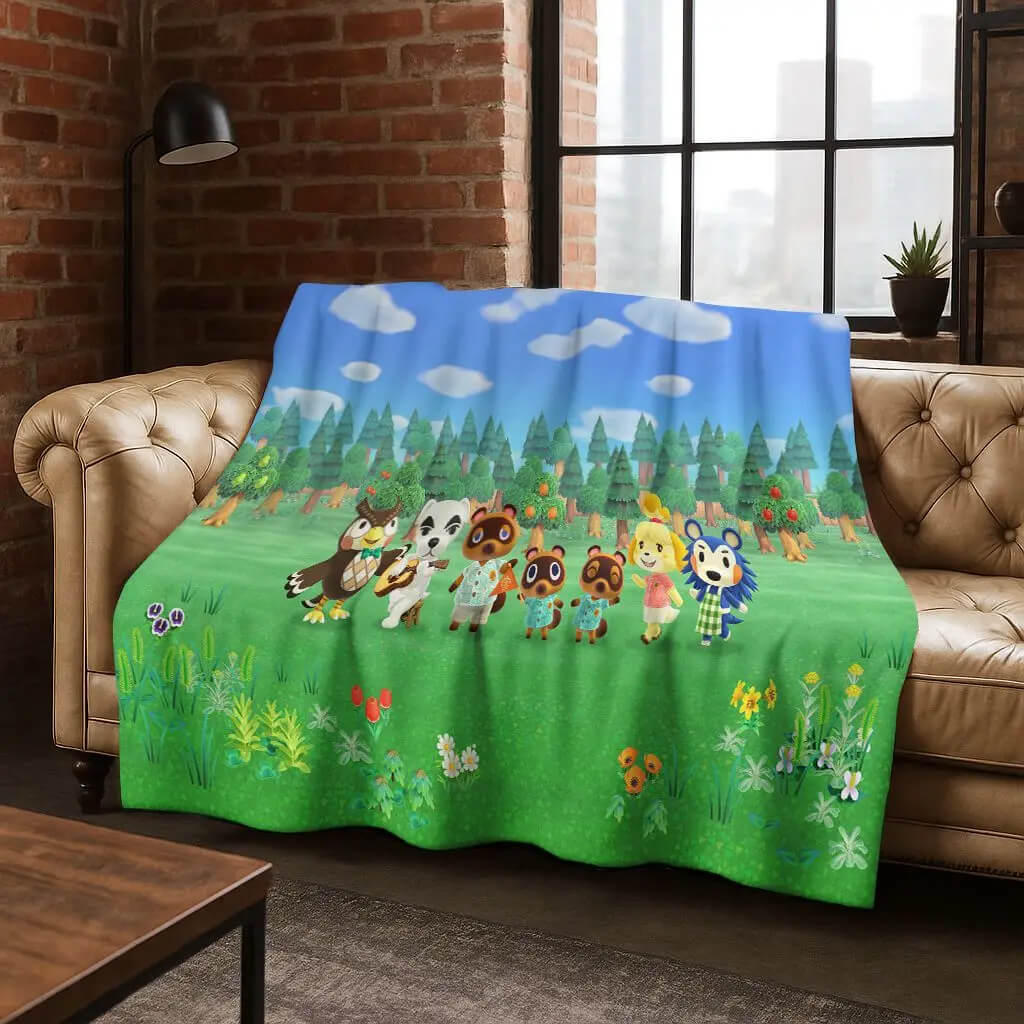 Animal Crossing themed throw blanket
