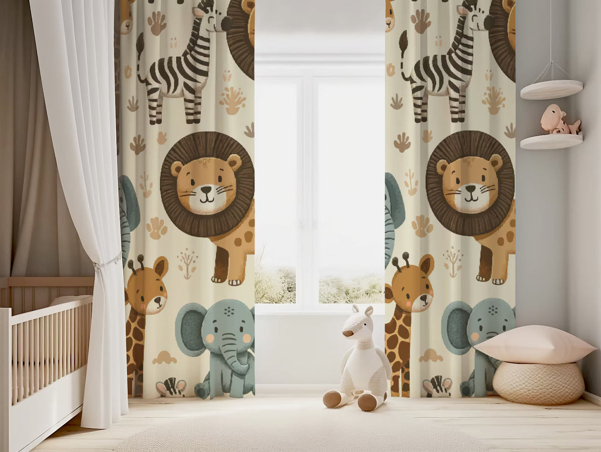 Animal print curtains for boys and girls