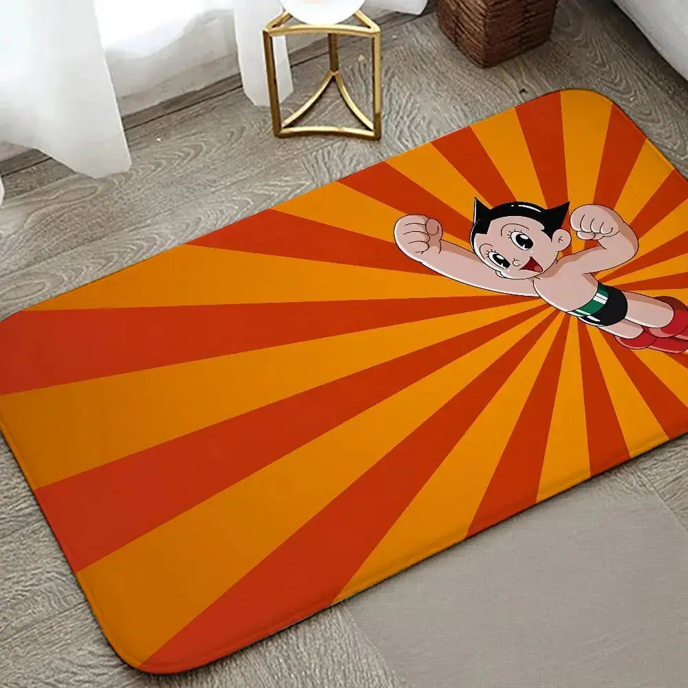 Anime Astro Boy floor mat graphic printed flannel doormat for bathroom kitchen and home entrance décor