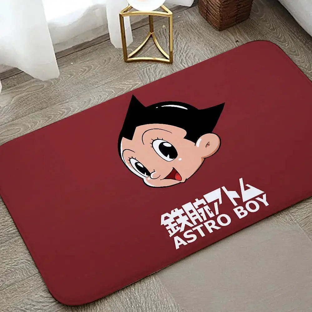 Anime Astro Boy floor mat graphic printed flannel doormat for bathroom kitchen and home entrance décor