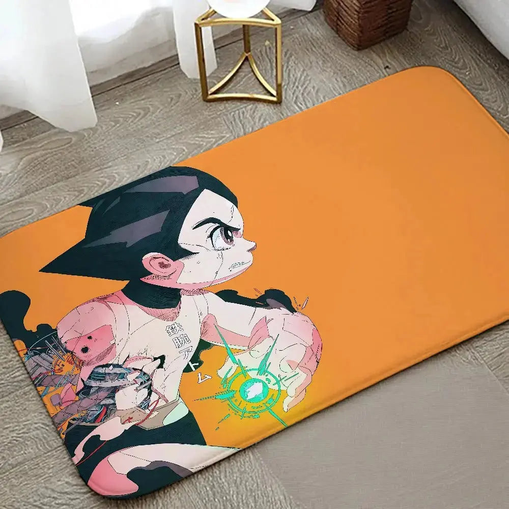Anime Astro Boy floor mat graphic printed flannel doormat for bathroom kitchen and home entrance décor