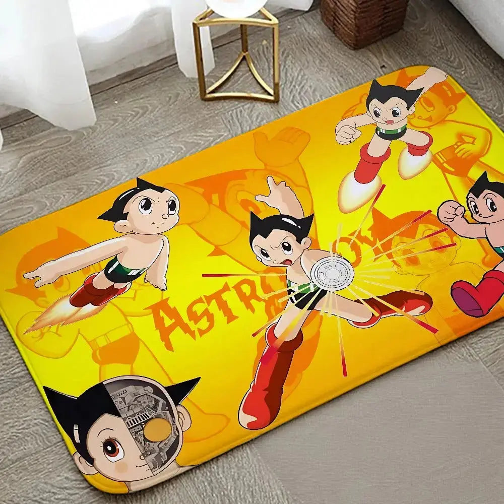 Anime Astro Boy floor mat graphic printed flannel doormat for bathroom kitchen and home entrance décor