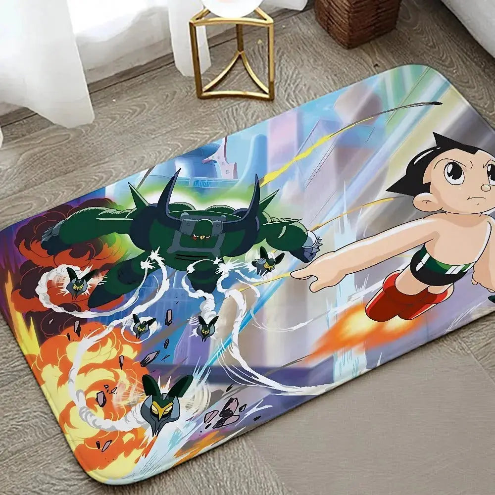 Anime Astro Boy floor mat graphic printed flannel doormat for bathroom kitchen and home entrance décor