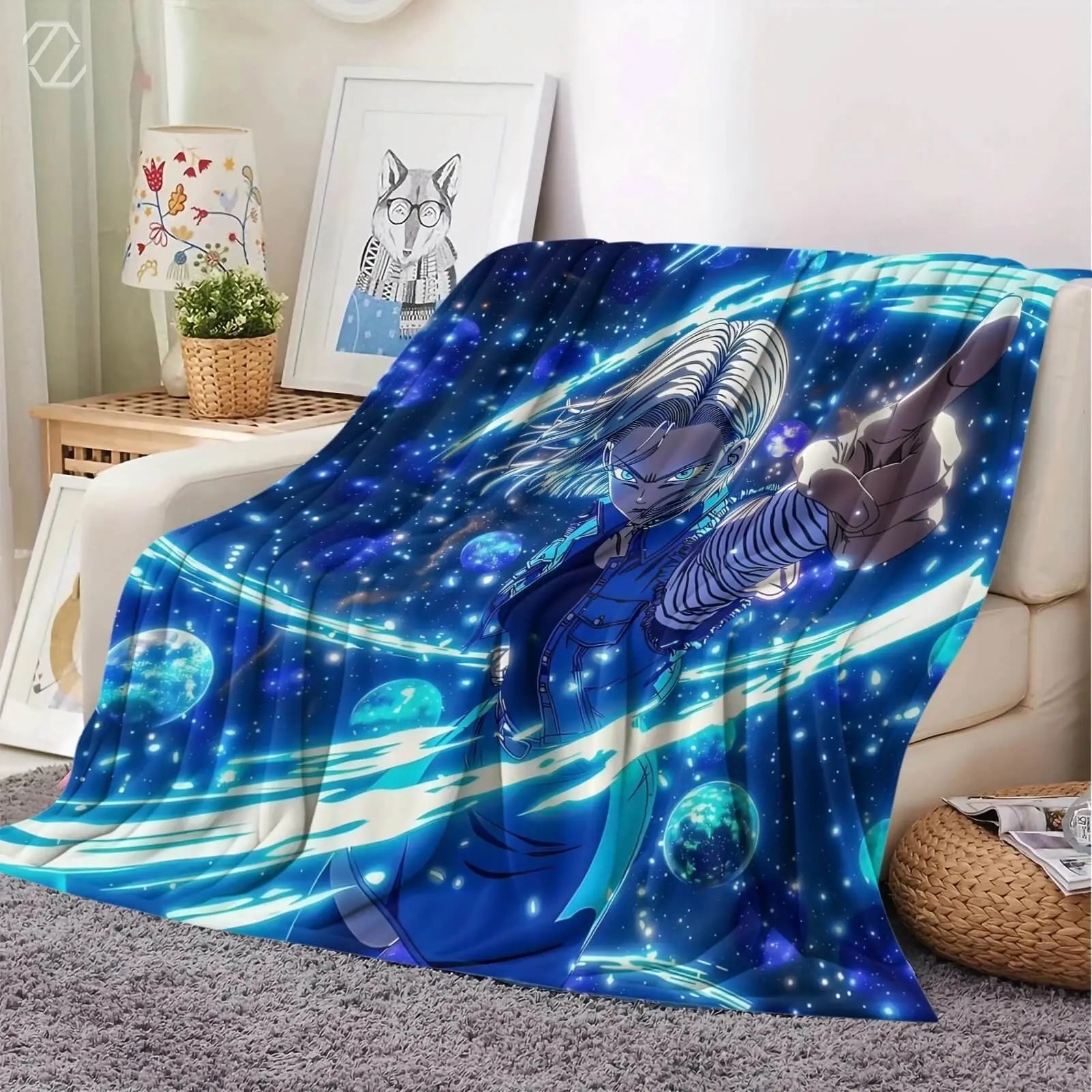 Anime Dragon Ball Z Android 18 Throw Blanket Zirconic