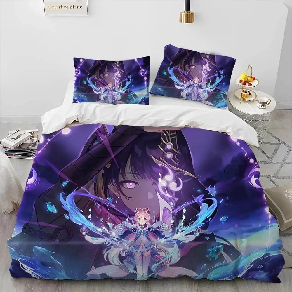 Anime Genshin Impact Raiden Shogun Bedding Set