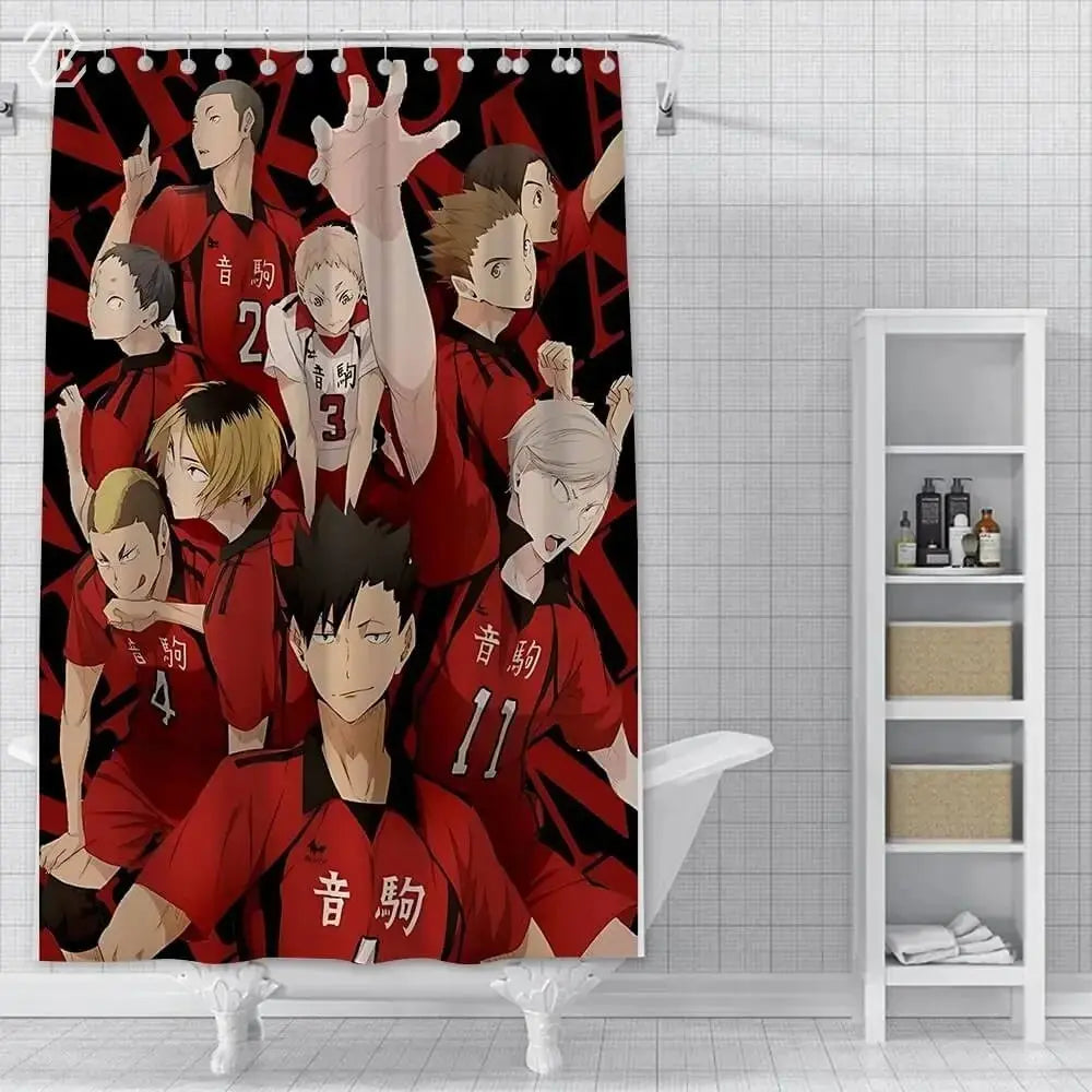 Haikyuu anime shower curtain with Hinata and Kageyama design