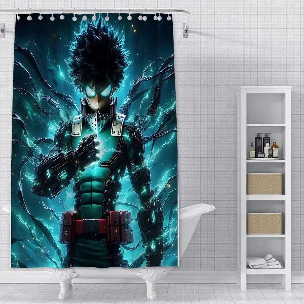 Bold HD Deku shower curtain for anime fans