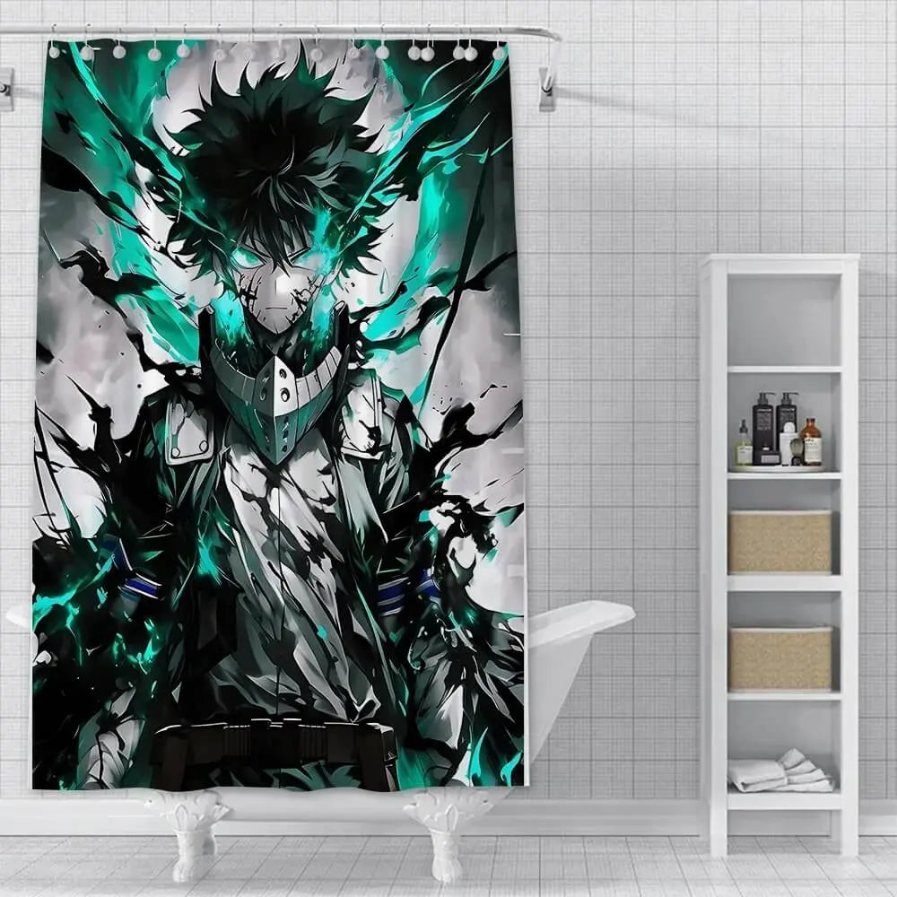 Deku One For All anime shower curtain design