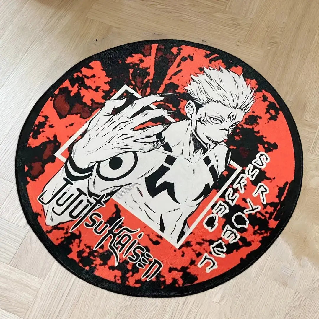 Ryomen Sukuna Jujutsu Kaisen Round Rug, Anime Carpet for Bedroom, Anti-slip Kids Play Area Mat, Washable Otaku Gift Rug, Home Decor Mat