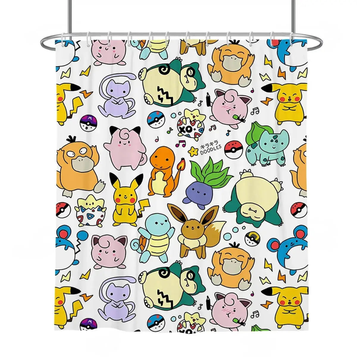 Anime Pokemon Characters Shower Curtain