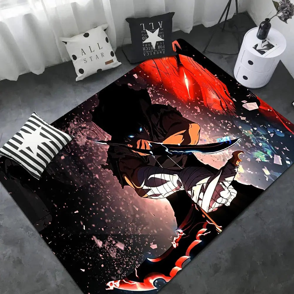 Anime Solo Leveling cartoon rug for gaming room setup