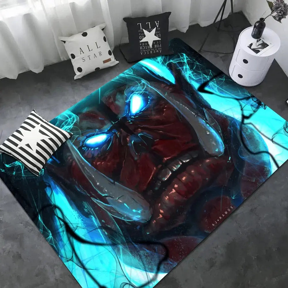 Anime cartoon Solo Leveling rug in living room floor space