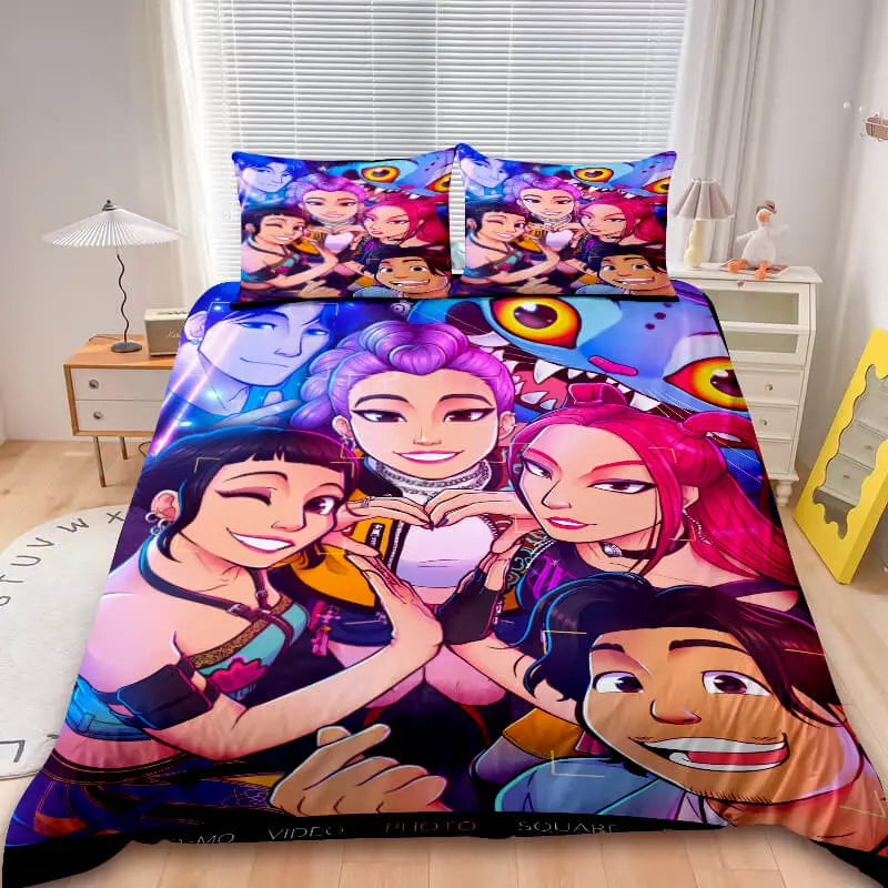 Cartoon Anime Demon Hunters bedspread for cozy nights