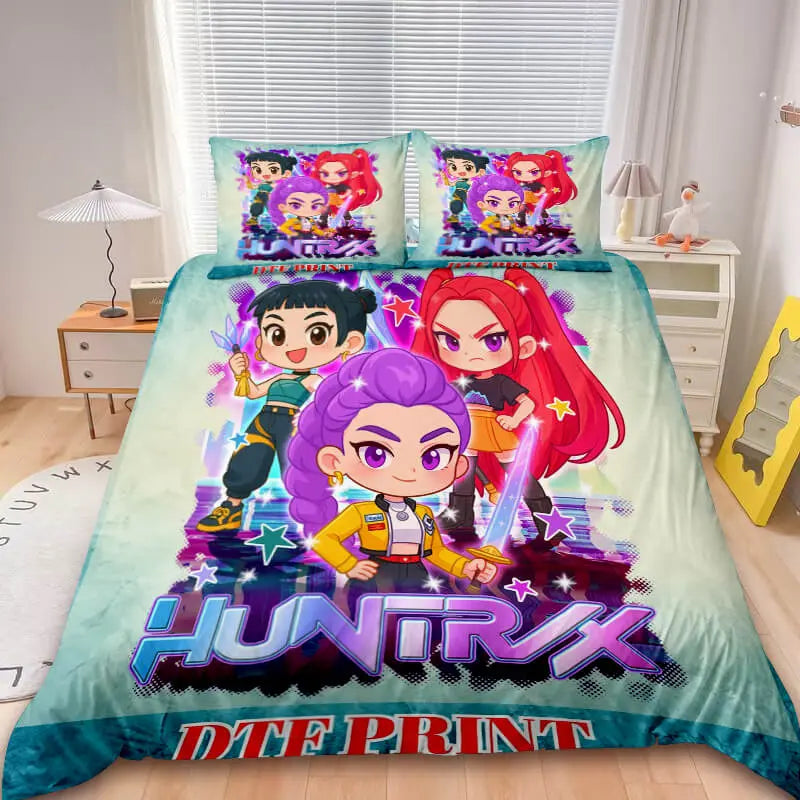 Kpop Demon Hunter Huntrix fan gift quilt cover with anime design