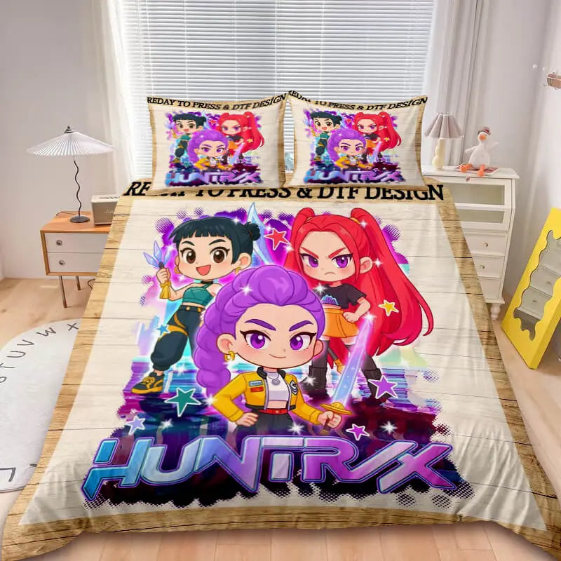 Anime Kpop Demon Hunters quilt cover bedding set