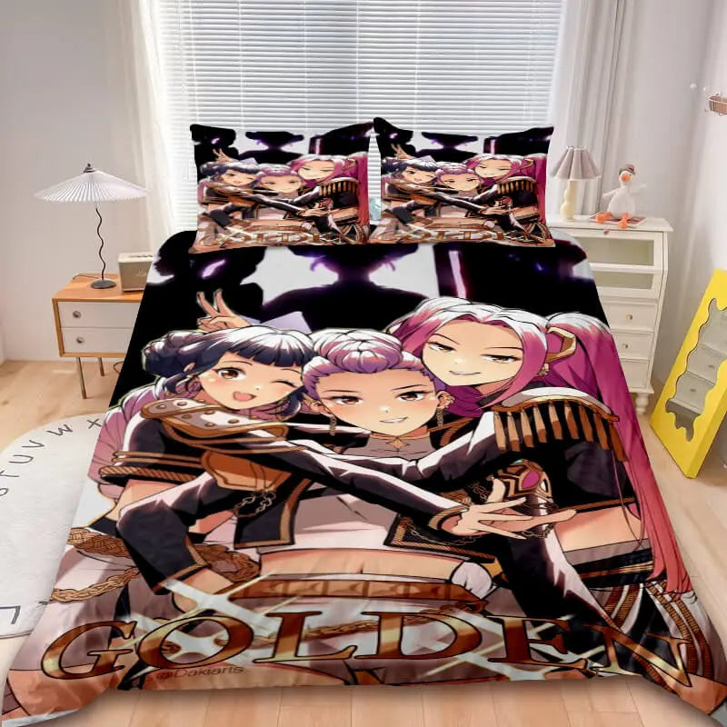 Demon Hunters anime bedding set for otaku lifestyle