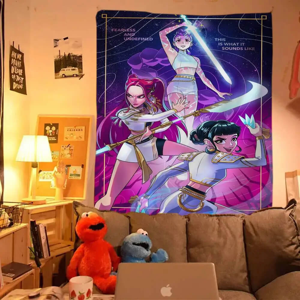Anime fantasy wall tapestry with Kpop design
