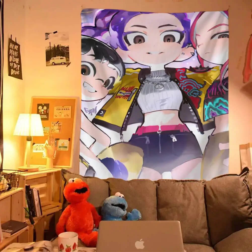 Kpop inspired anime wall tapestry dorm decoration
