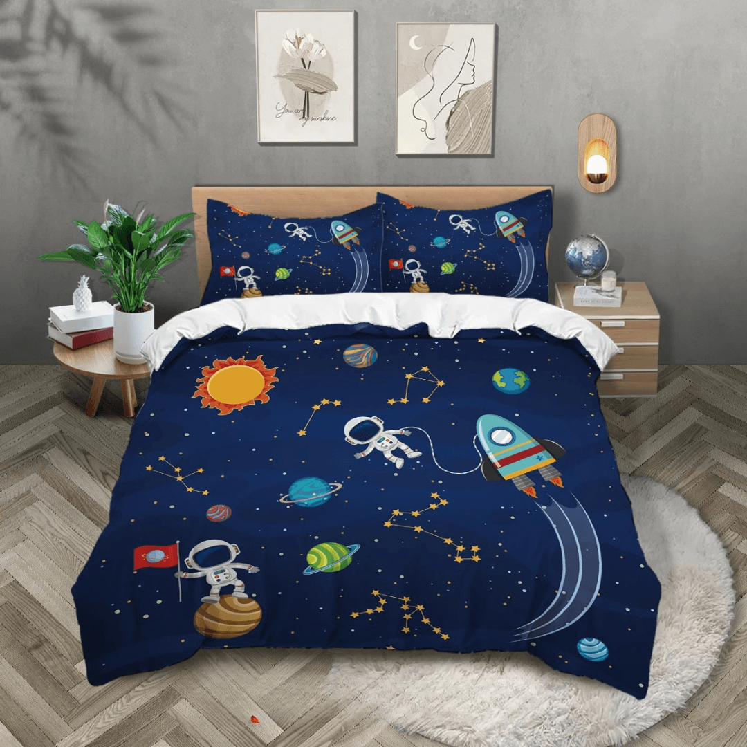 Astronaut Space Kids Bedding Set 3D Galaxy Duvet Cover