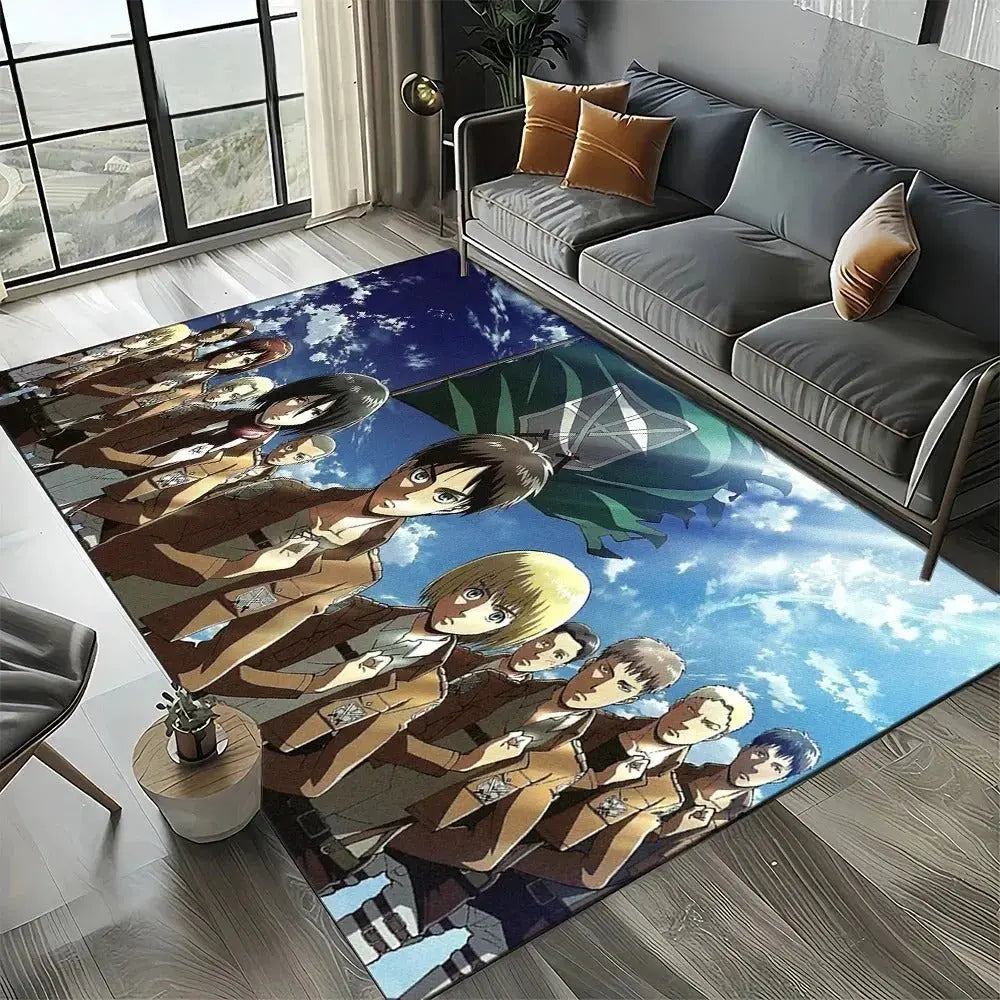 Attack on Titan sofa mat with dark anime art of Titans and soldiers