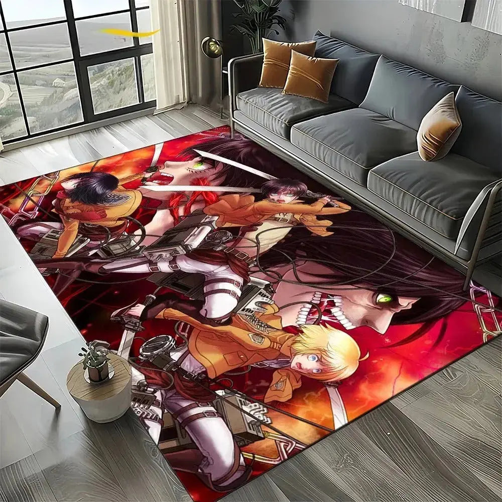 Levi cleaning scene cartoon floor mat for otaku room décor