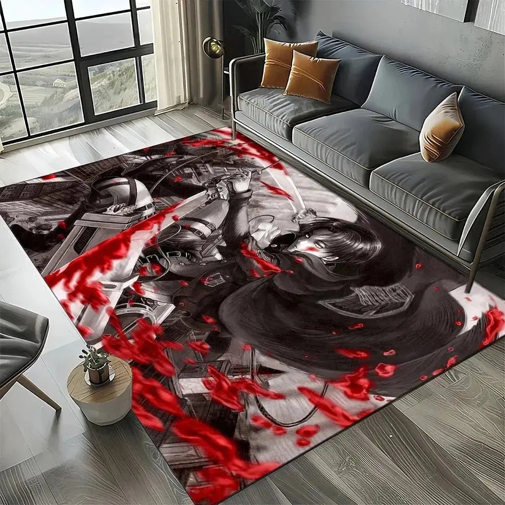 Flannel anime rug with Eren’s Attack Titan screaming pose