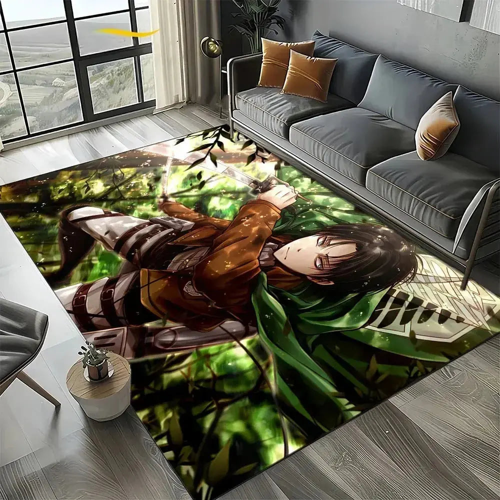 Levi Ackerman anime floor mat with epic 3D cartoon design