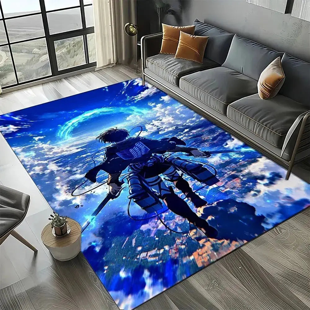 Attack on Titan anime rug with Eren Yeager in Titan transformation pose