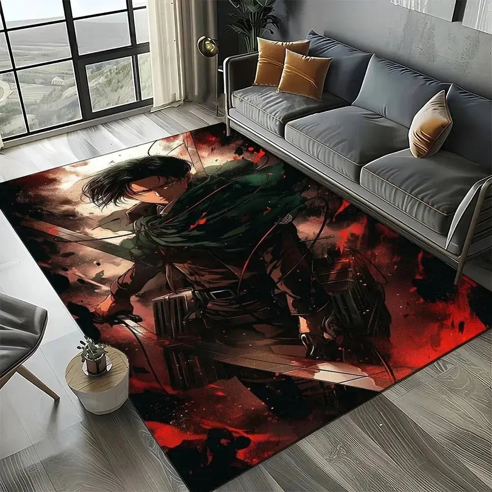 Levi Ackerman anime floor mat with epic 3D cartoon design