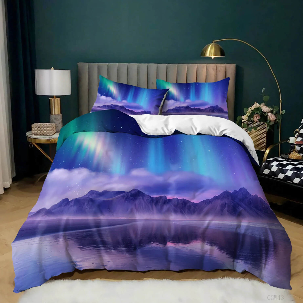 Aurora Borealis duvet cover close view