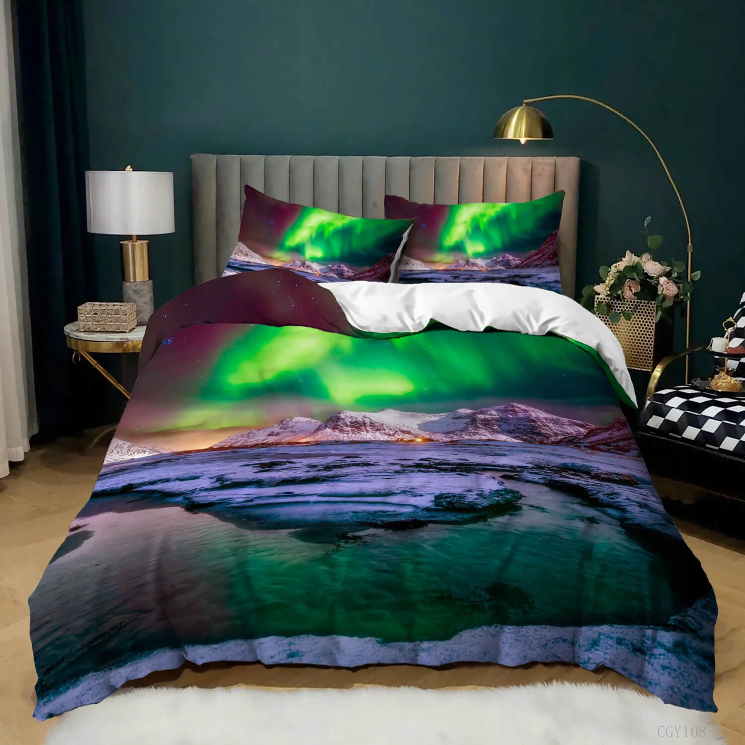 Scenic nature bedding aurora design