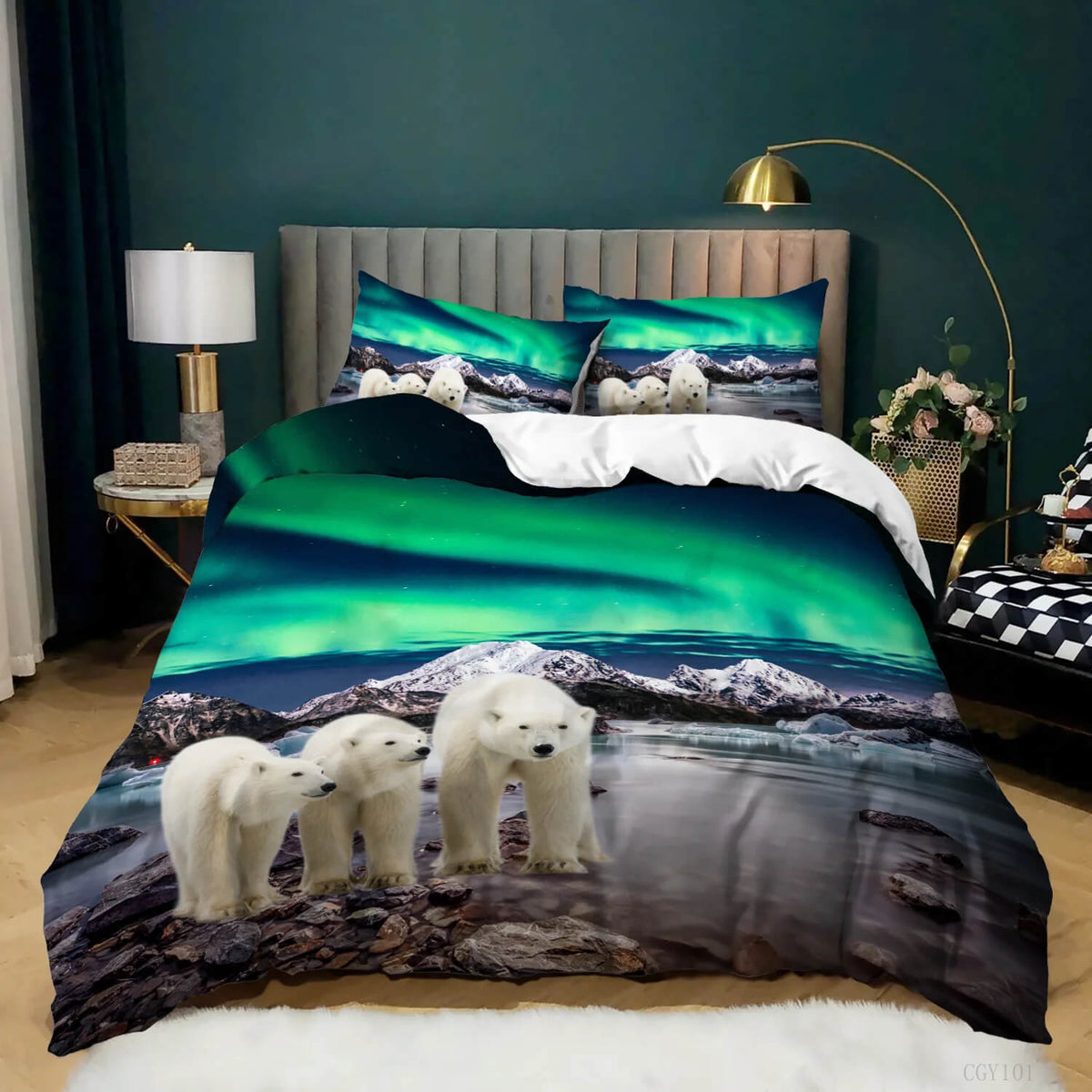Northern lights bedding vibrant print