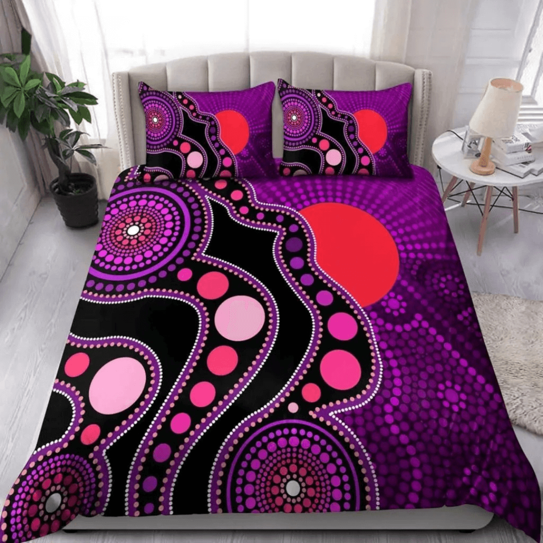 Australian Aboriginal Bedding Set with Indigenous Art Pattern