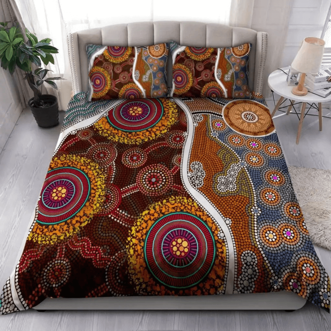 Indigenous Art Quilt Cover and Pillowcases Set for Bedroom Decor