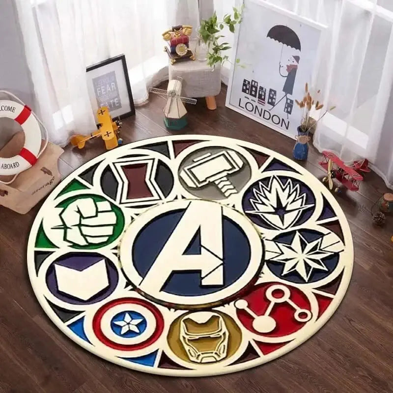 Soft round rug with non-slip base placed in a cozy living room