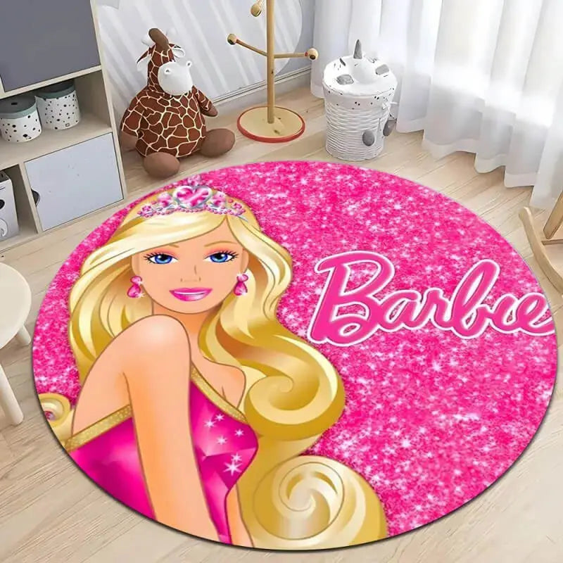 Soft round rug with non-slip base placed in a cozy living room