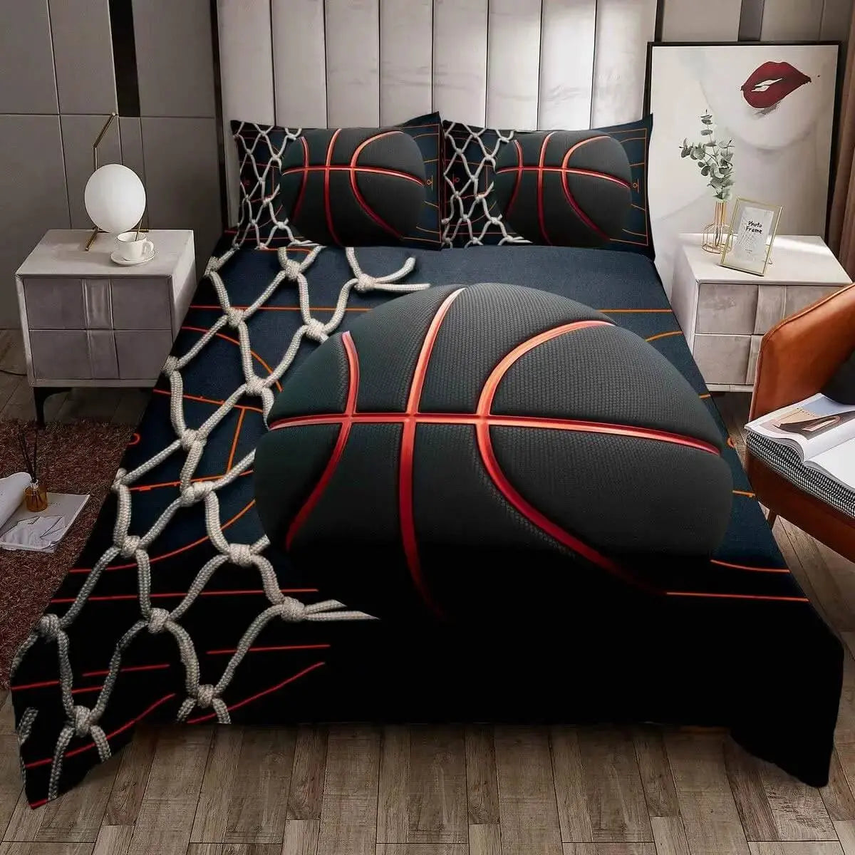 Basketball-themed comforter cover for sporty decor